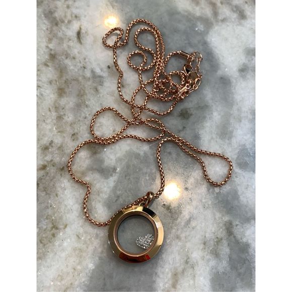Rose Gold Locket Chain and Crystal Heart #keepsake #rose gold #heart - Picture 7 of 7